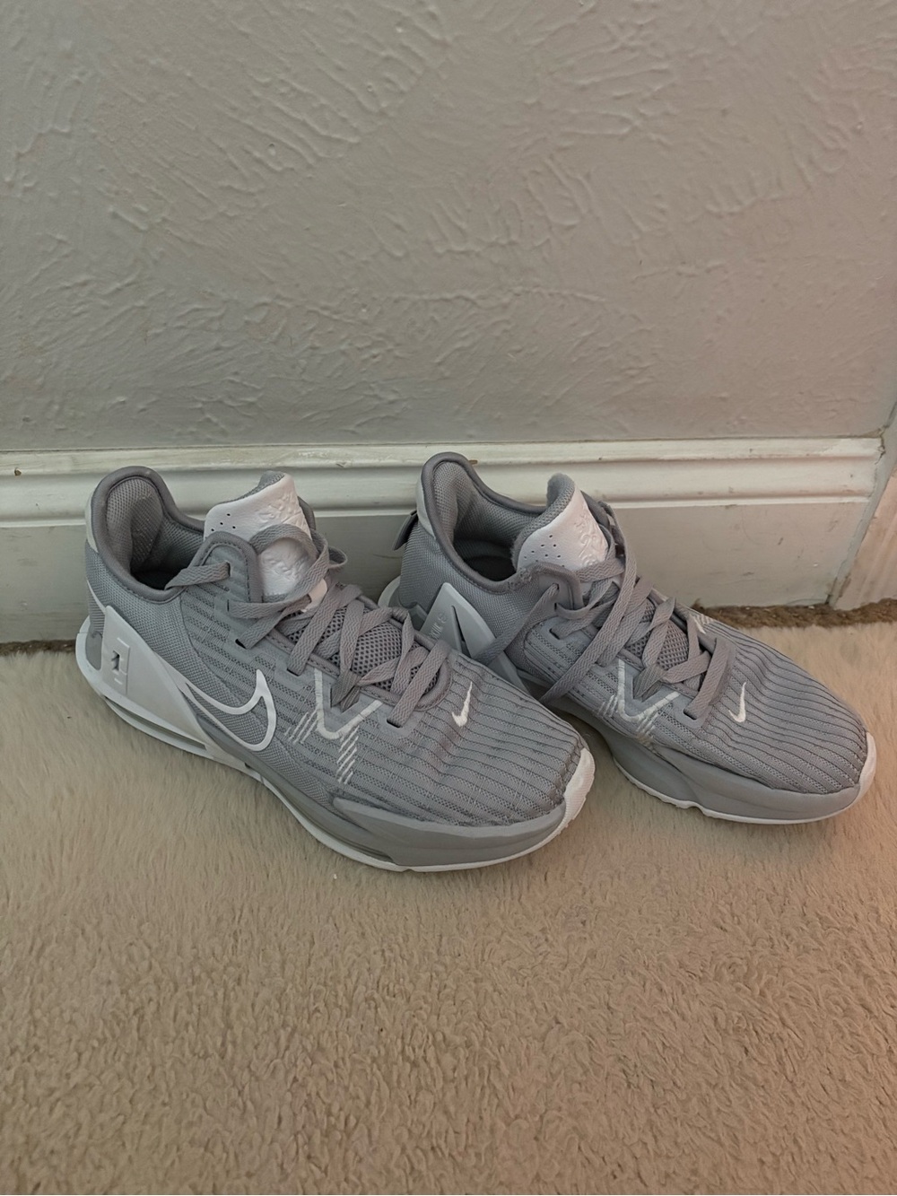 Nike Light Gray Mesh Sneakers with White Swoosh